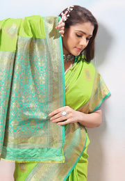 Light Green Silk Saree With Blouse