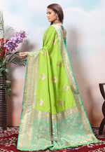 Load image into Gallery viewer, Light Green Silk Saree With Blouse
