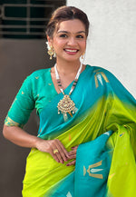 Load image into Gallery viewer, Light Green Silk Saree With Blouse
