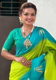 Light Green Silk Saree With Blouse