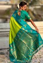 Load image into Gallery viewer, Light Green Silk Saree With Blouse

