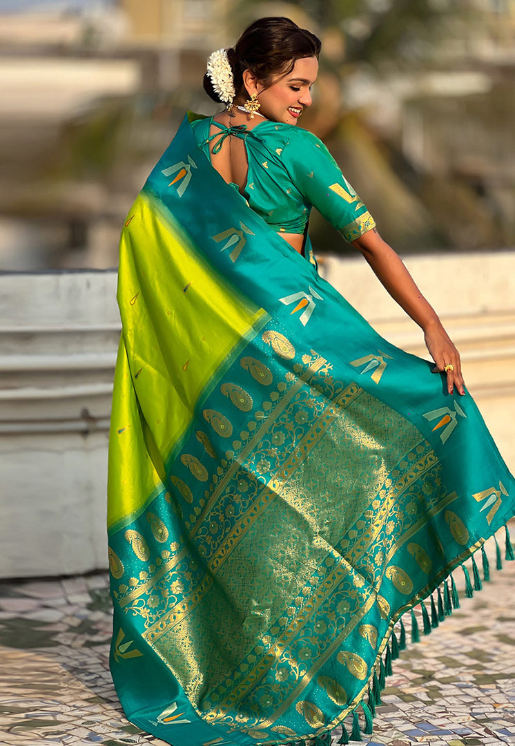 Light Green Silk Saree With Blouse