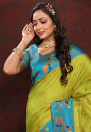 Light Green Silk Saree With Blouse