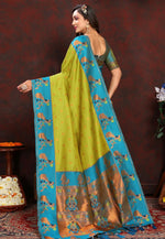 Load image into Gallery viewer, Light Green Silk Saree With Blouse
