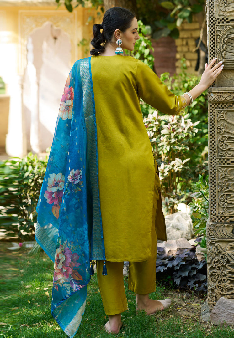 Light Green Viscose Rayon Readymade Pant Style Suit