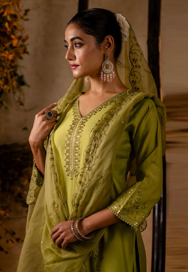 Light Green Viscose Readymade Pakistani Suit