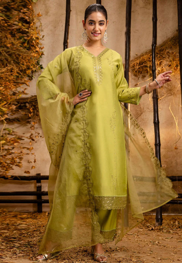 Light Green Viscose Readymade Pakistani Suit