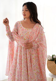 Light Pink Chiffon Readymade Anarkali Suit