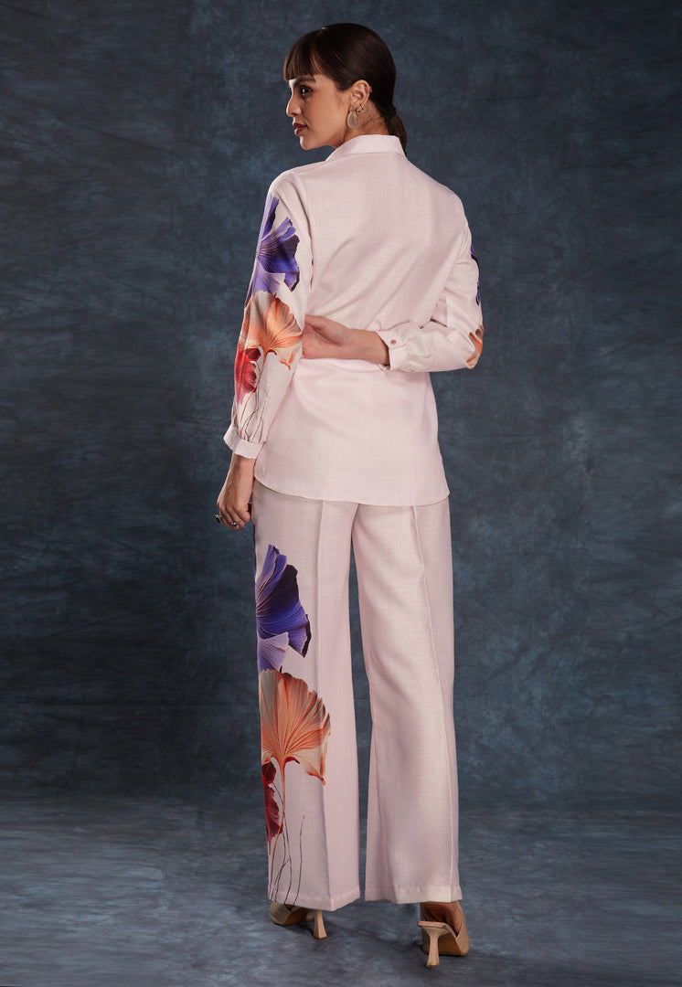 Light Pink Linen Printed Co-Ords Set
