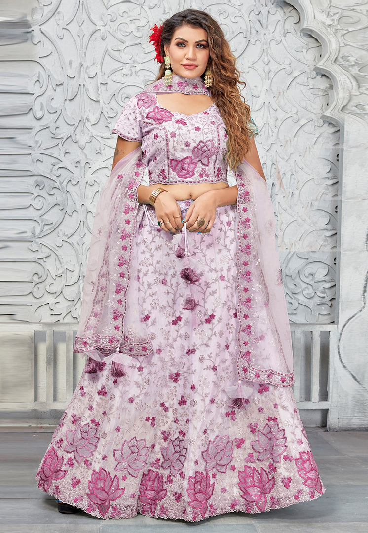 Light Pink Silk A Line Lehenga Choli