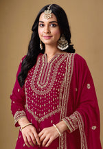 Load image into Gallery viewer, Magenta Art Silk Gharara Suit

