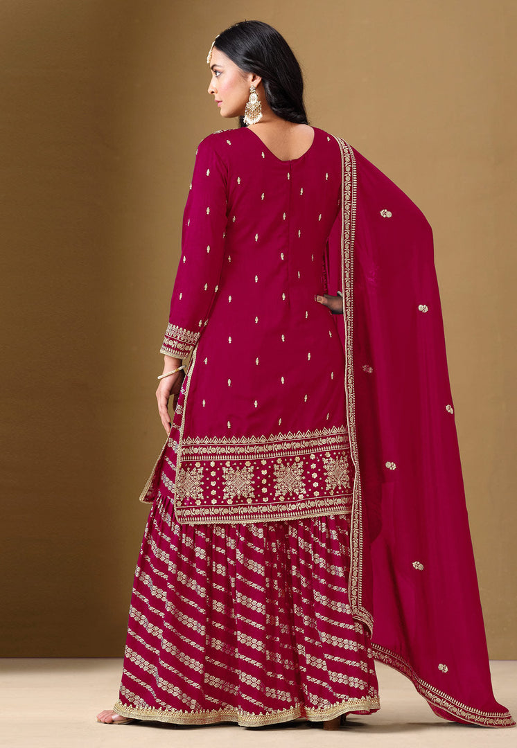 Magenta Art Silk Gharara Suit