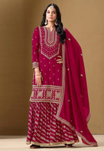 Load image into Gallery viewer, Magenta Art Silk Gharara Suit
