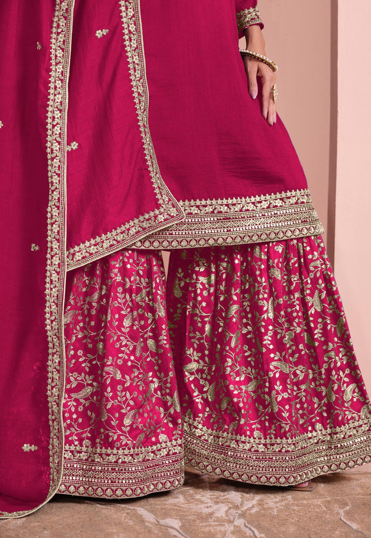Magenta Art Silk Gharara Suit