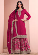 Load image into Gallery viewer, Magenta Art Silk Gharara Suit
