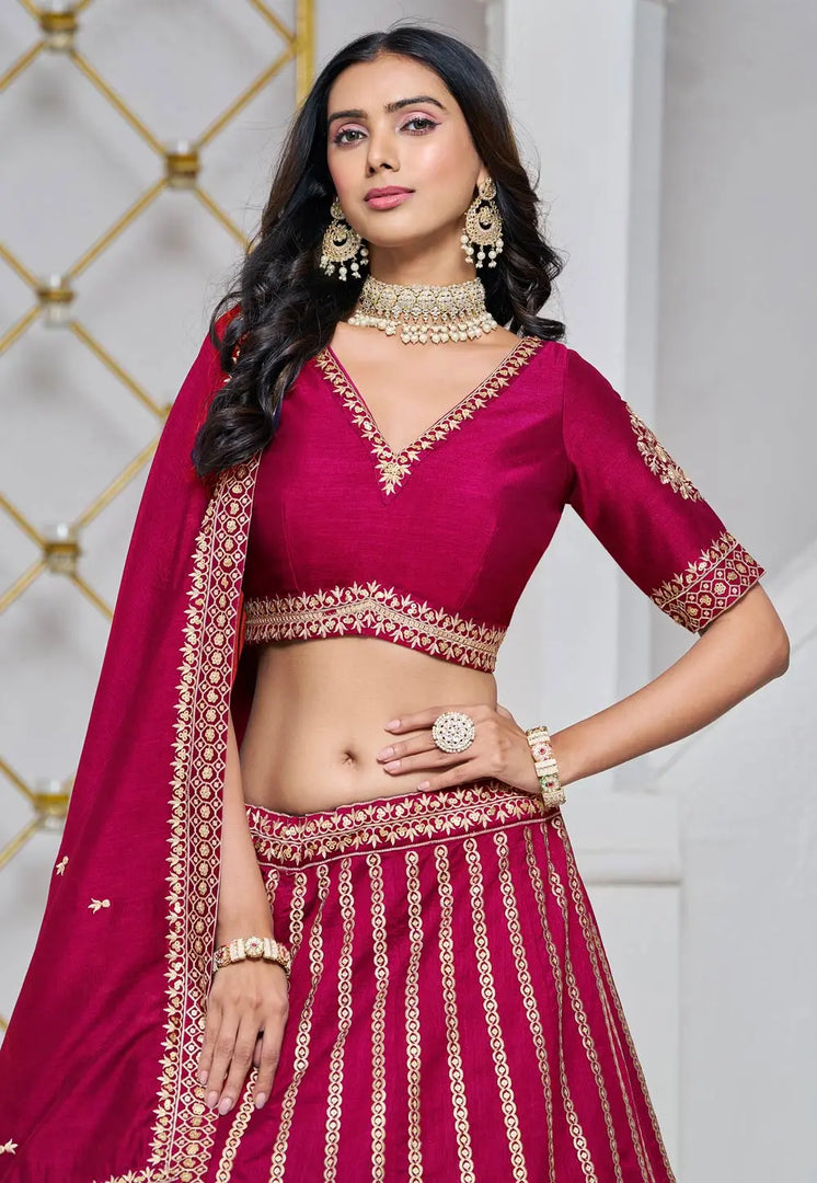 Magenta Art Silk Lehenga Choli