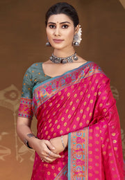 Magenta Art Silk Paithani Saree