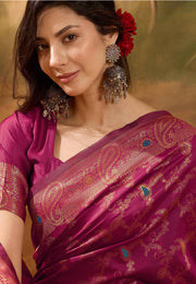 Magenta Banarasi Jacquard Saree