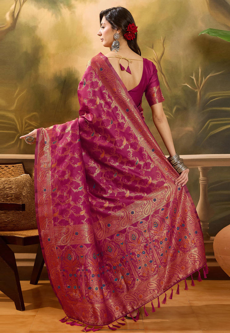 Magenta Banarasi Jacquard Saree