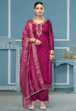 Load image into Gallery viewer, Magenta Banarasi Pant Style Suit
