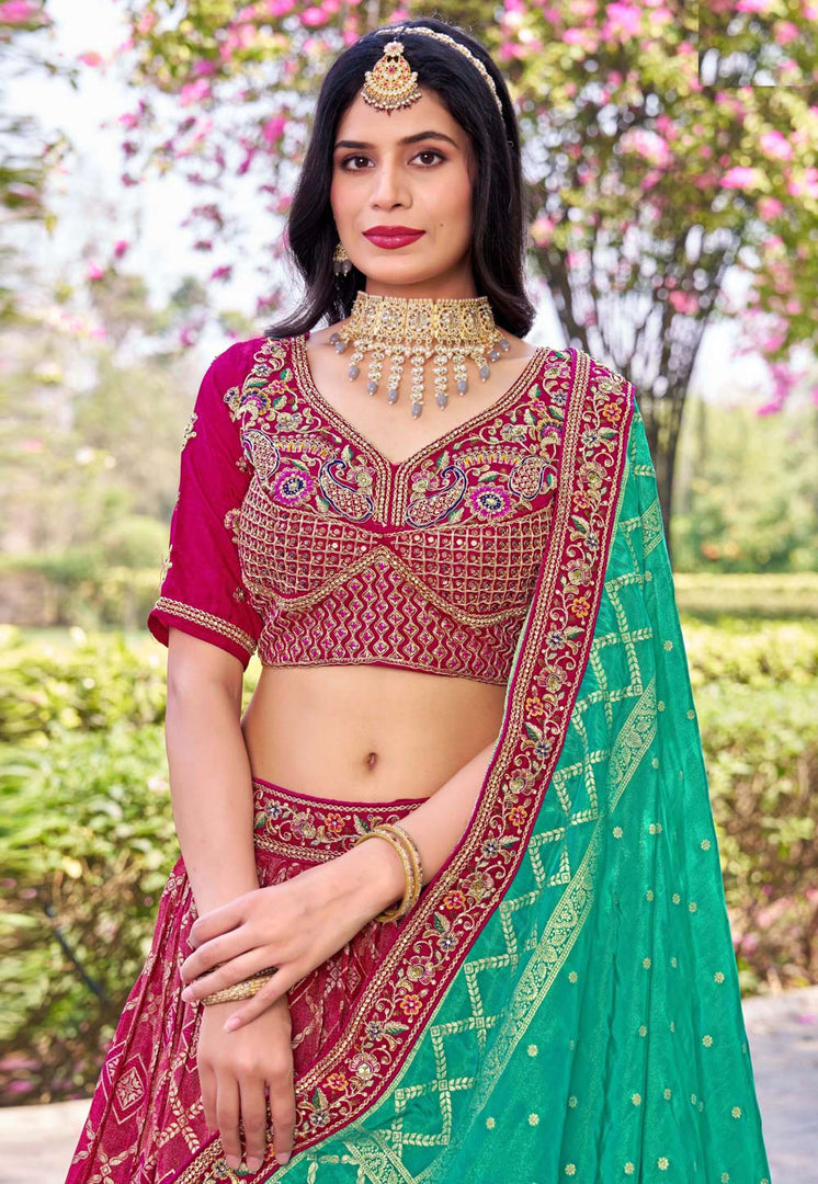 Magenta Banarasi Silk Circular Lehenga Choli