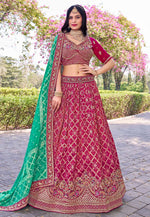 Load image into Gallery viewer, Magenta Banarasi Silk Circular Lehenga Choli
