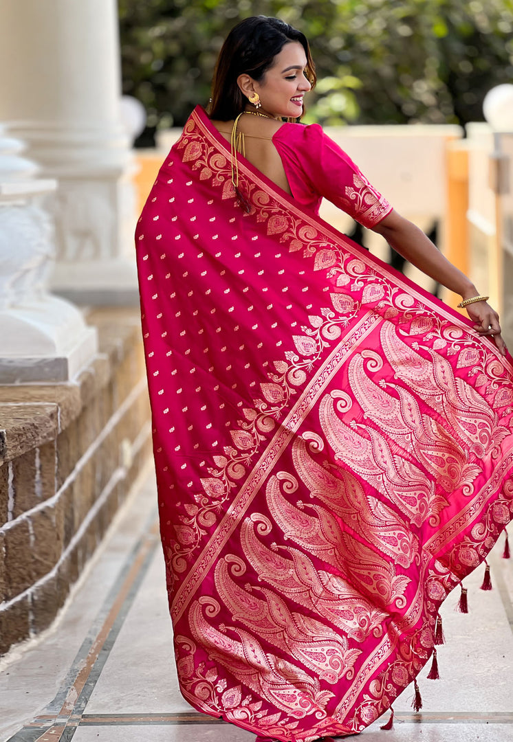 Magenta Banarasi Silk Saree