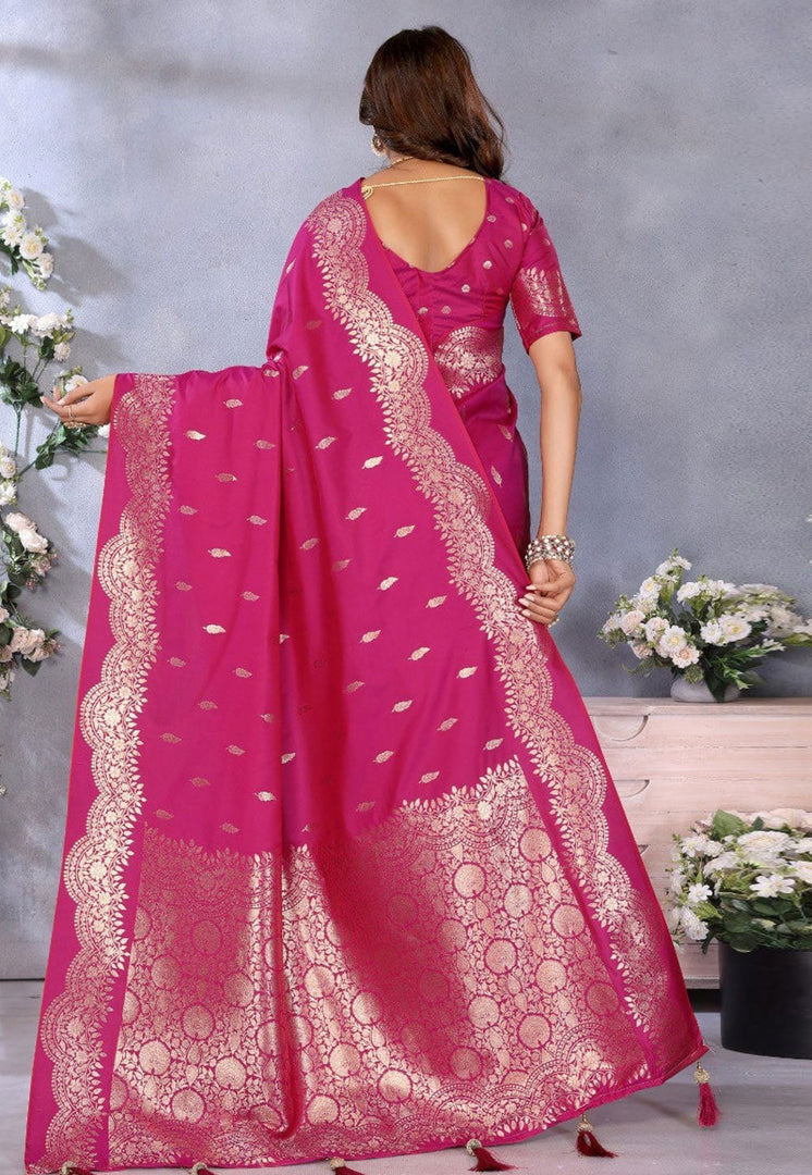 Magenta Banarasi Silk Saree