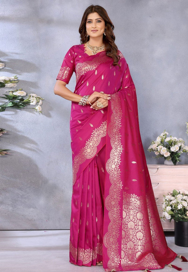 Magenta Banarasi Silk Saree