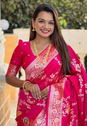 Magenta Banarasi Silk Saree