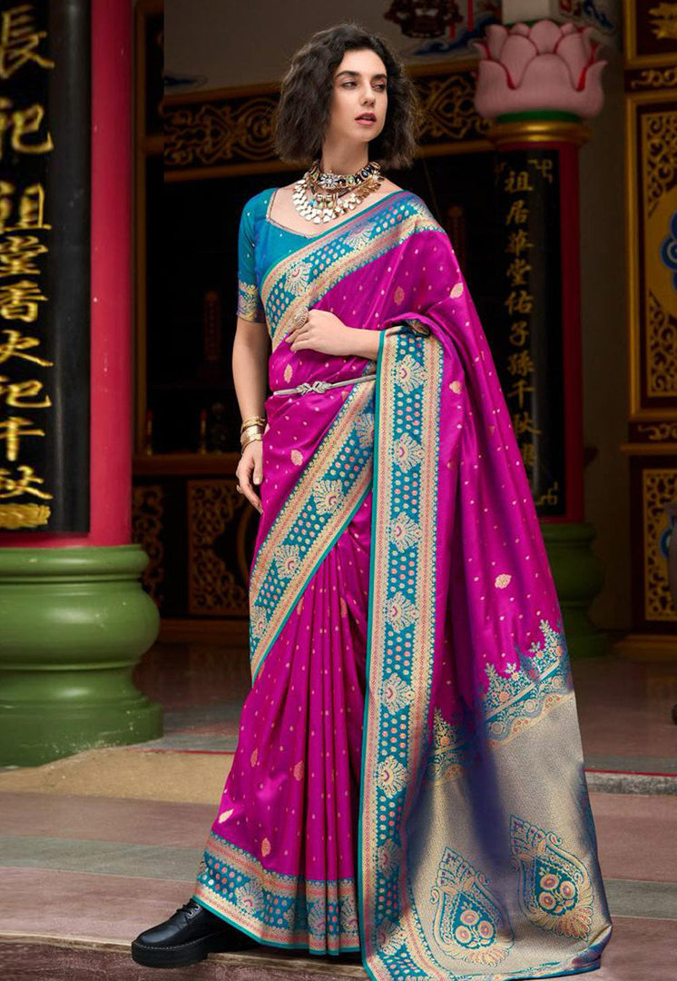 Magenta Banarasi Silk Saree