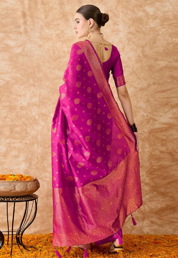 Magenta Banarasi Silk Saree