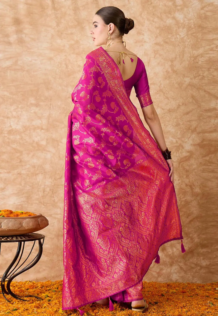 Magenta Banarasi Silk Saree