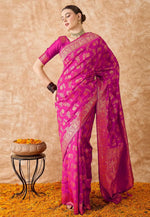 Load image into Gallery viewer, Magenta Banarasi Silk Saree