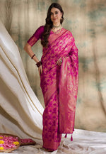 Load image into Gallery viewer, Magenta Banarasi Silk Saree