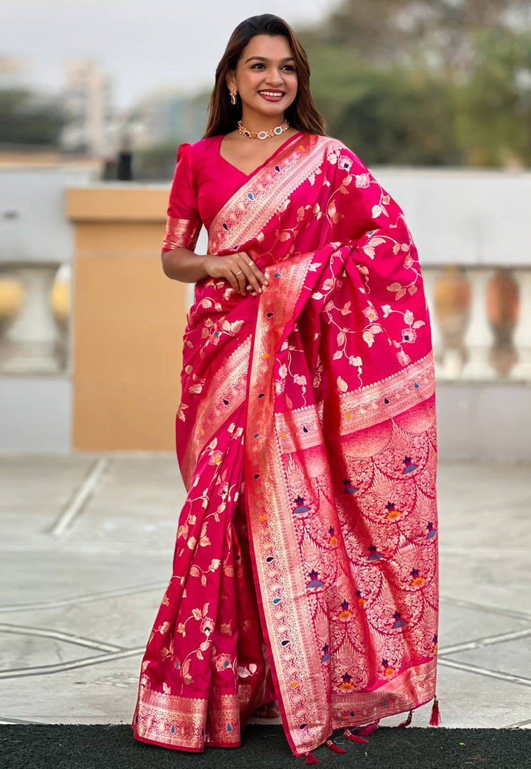 Magenta Banarasi Silk Saree