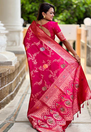 Magenta Banarasi Silk Saree