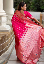 Load image into Gallery viewer, Magenta Banarasi Silk Saree
