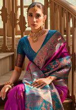 Load image into Gallery viewer, Magenta Banarasi Silk Saree With Blouse
