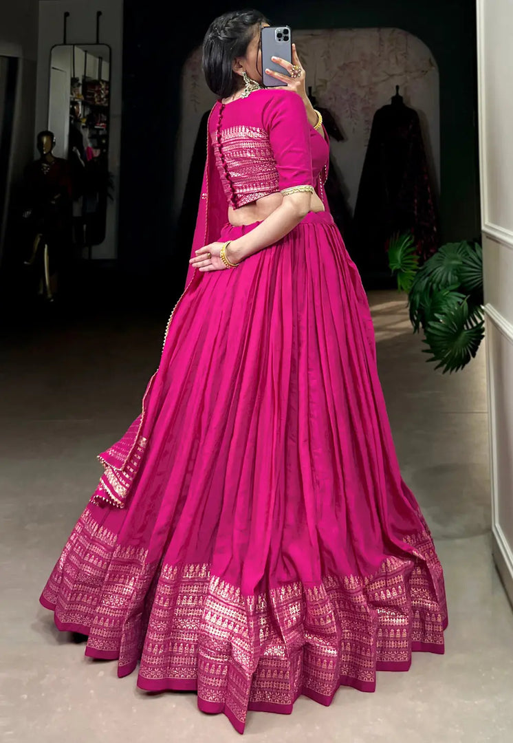 Magenta Chanderi Lehenga Choli