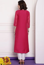 Load image into Gallery viewer, Magenta Chanderi Long Tunic
