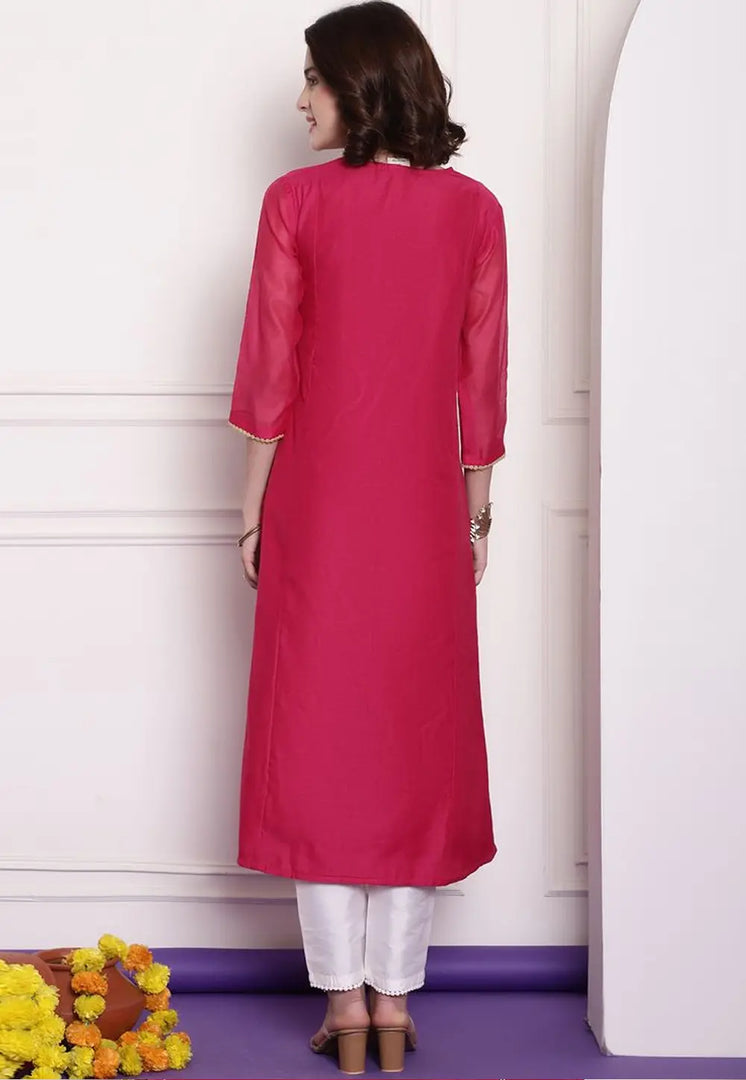 Magenta Chanderi Long Tunic