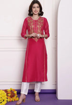 Load image into Gallery viewer, Magenta Chanderi Long Tunic
