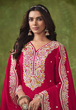 Load image into Gallery viewer, Magenta Chanderi Silk Patiala Suit
