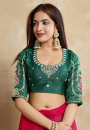 Magenta Chiffon Saree With Blouse