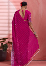 Load image into Gallery viewer, Magenta Chiffon Saree With Blouse