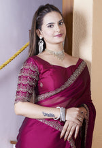 Load image into Gallery viewer, Magenta Chiffon Saree With Blouse
