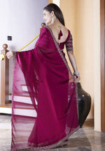 Load image into Gallery viewer, Magenta Chiffon Saree With Blouse
