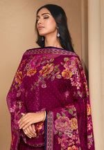 Load image into Gallery viewer, Magenta Chinon Chiffon Pakistani Suit

