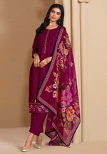 Load image into Gallery viewer, Magenta Chinon Chiffon Pakistani Suit
